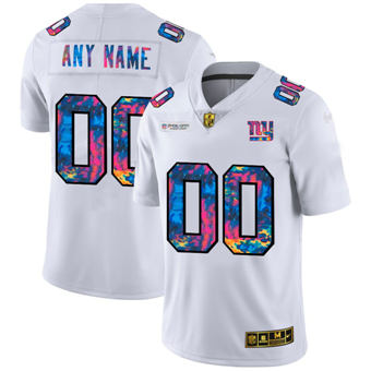 Men's New York Giants Customized 2020 White Crucial Catch Limited Stitched Jersey